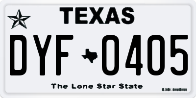 TX license plate DYF0405