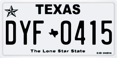 TX license plate DYF0415