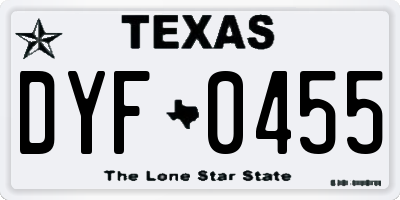 TX license plate DYF0455