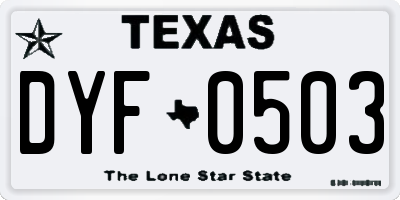 TX license plate DYF0503