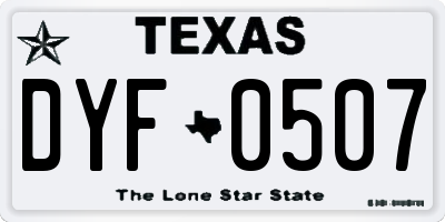 TX license plate DYF0507
