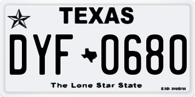 TX license plate DYF0680