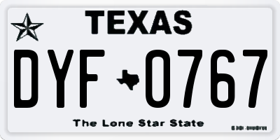 TX license plate DYF0767
