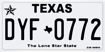 TX license plate DYF0772