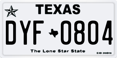 TX license plate DYF0804