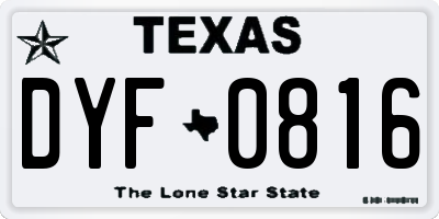 TX license plate DYF0816