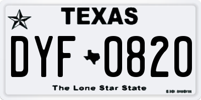 TX license plate DYF0820