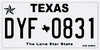 TX license plate DYF0831