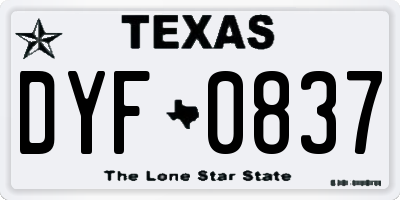 TX license plate DYF0837