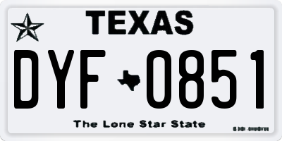TX license plate DYF0851