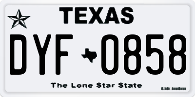 TX license plate DYF0858