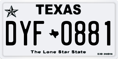 TX license plate DYF0881