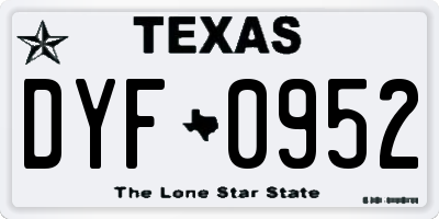 TX license plate DYF0952
