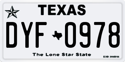 TX license plate DYF0978