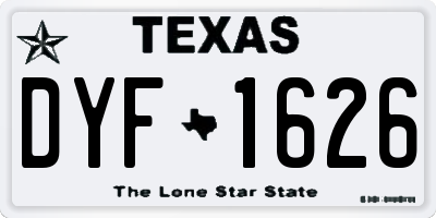 TX license plate DYF1626