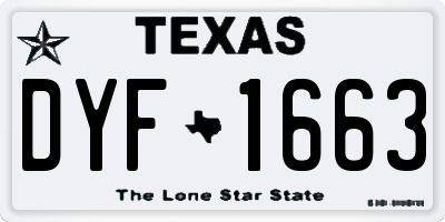 TX license plate DYF1663
