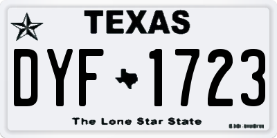 TX license plate DYF1723