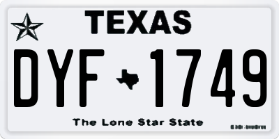 TX license plate DYF1749