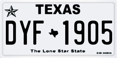 TX license plate DYF1905