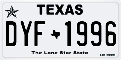 TX license plate DYF1996