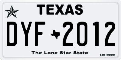 TX license plate DYF2012