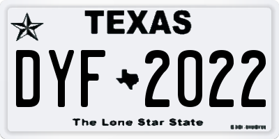 TX license plate DYF2022