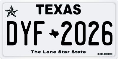 TX license plate DYF2026