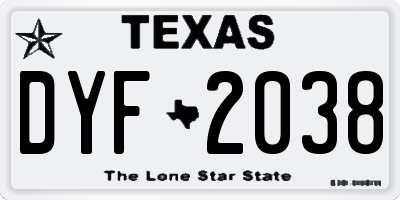 TX license plate DYF2038