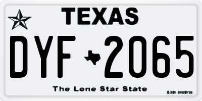 TX license plate DYF2065