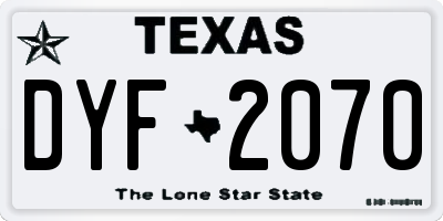 TX license plate DYF2070