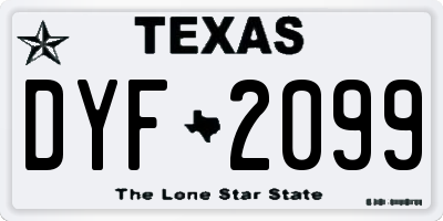 TX license plate DYF2099