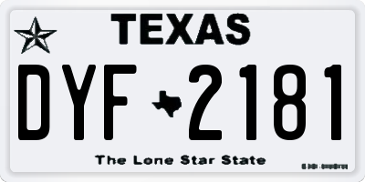 TX license plate DYF2181