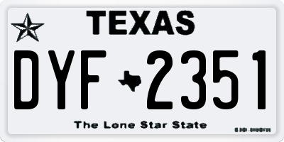 TX license plate DYF2351