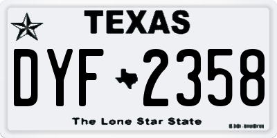TX license plate DYF2358