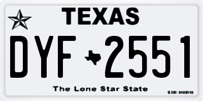 TX license plate DYF2551