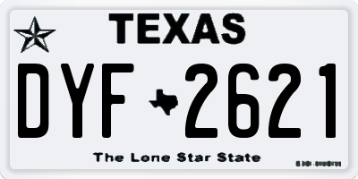 TX license plate DYF2621