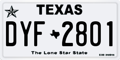 TX license plate DYF2801
