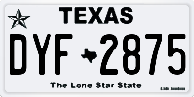 TX license plate DYF2875