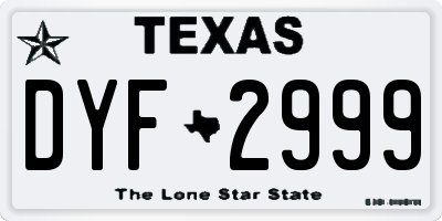 TX license plate DYF2999