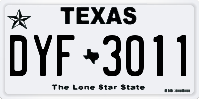 TX license plate DYF3011