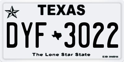 TX license plate DYF3022