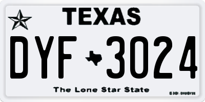 TX license plate DYF3024