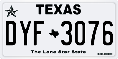 TX license plate DYF3076