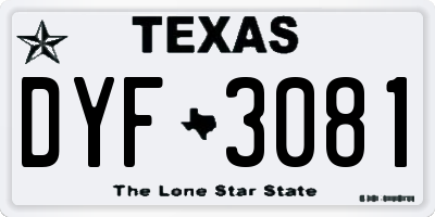 TX license plate DYF3081