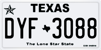 TX license plate DYF3088