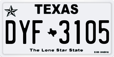 TX license plate DYF3105