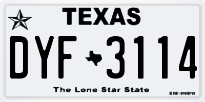 TX license plate DYF3114