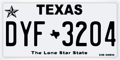 TX license plate DYF3204