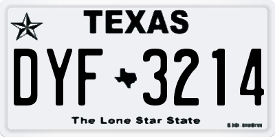 TX license plate DYF3214