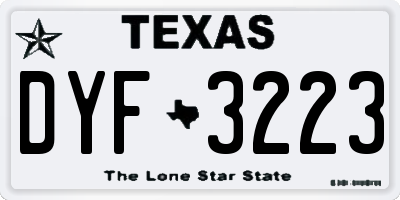 TX license plate DYF3223